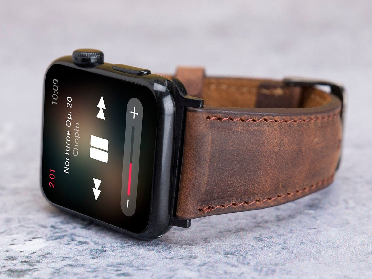 Smoky Brown Leather Band for Apple Watch — main product photograph