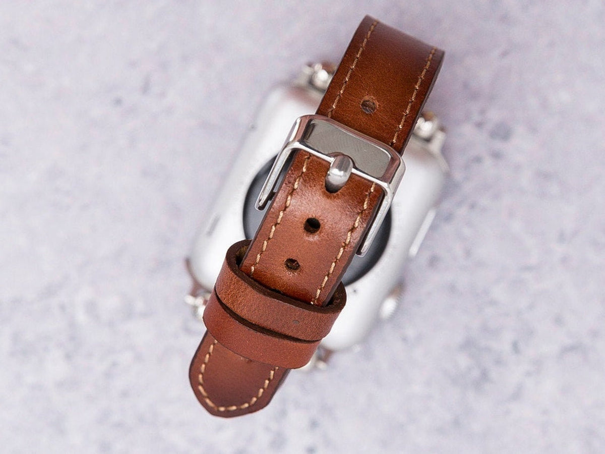 Burnished Brown Thin Leather Band for Apple Watch – detail 2