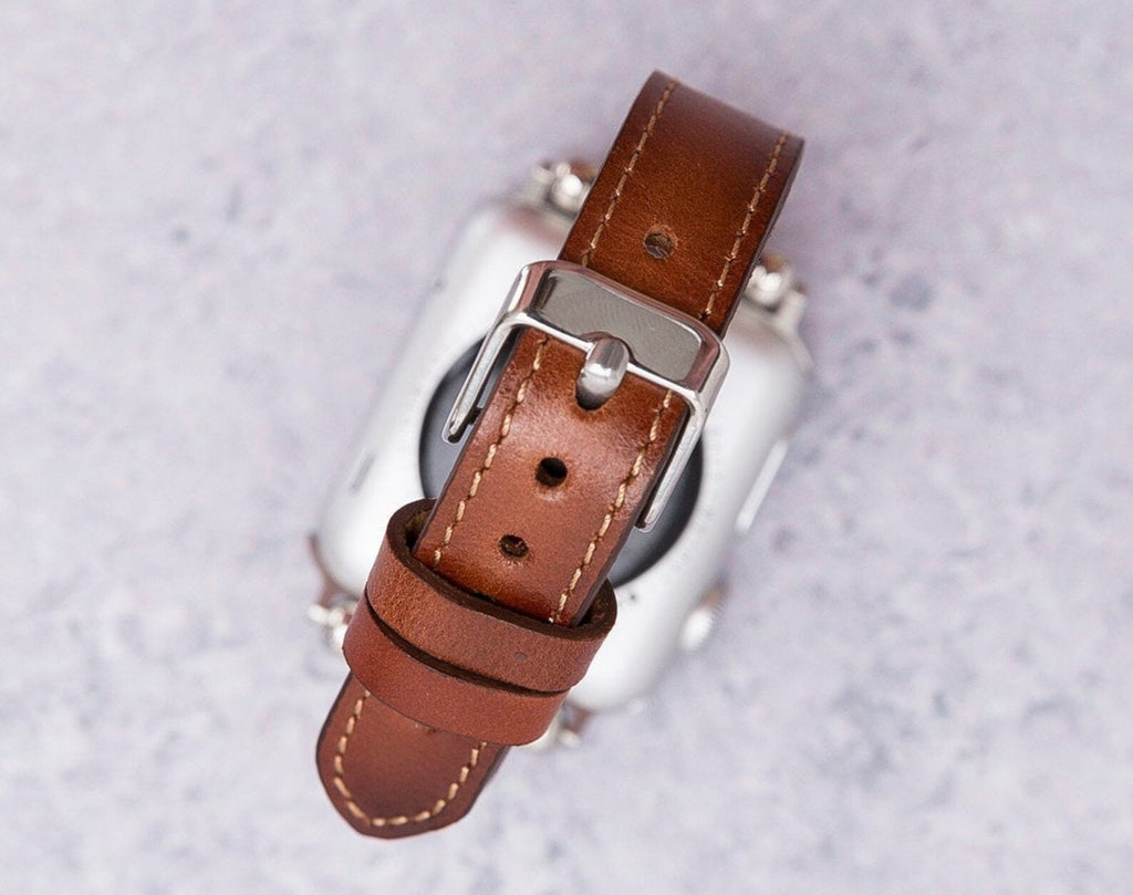 Burnished Brown Thin Leather Band for Apple Watch – detail 4