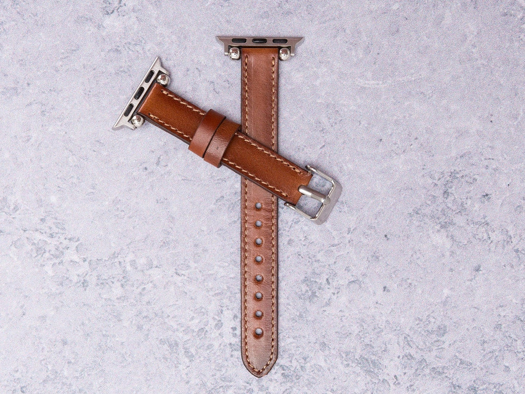 Burnished Brown Thin Leather Band for Apple Watch – detail 5