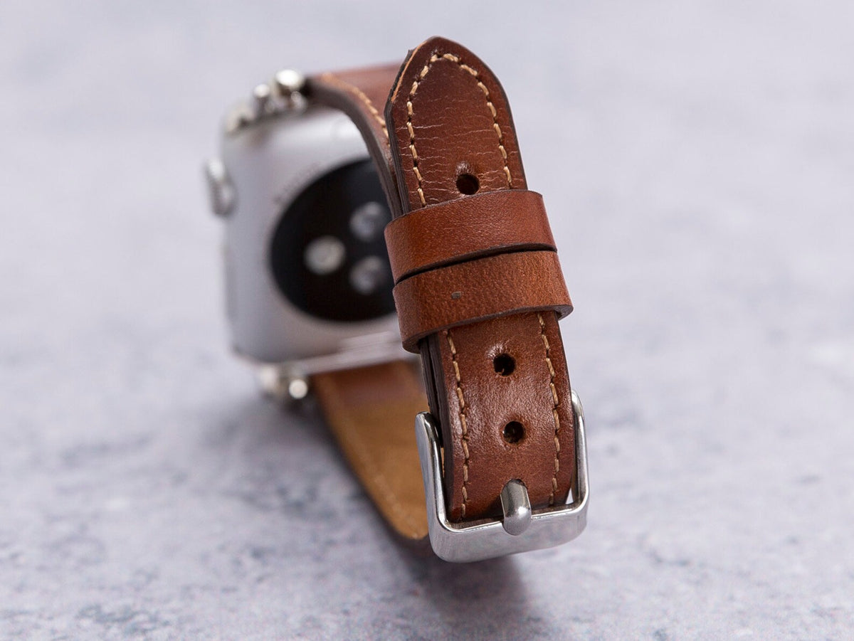 Burnished Brown Thin Leather Band for Apple Watch – detail 1