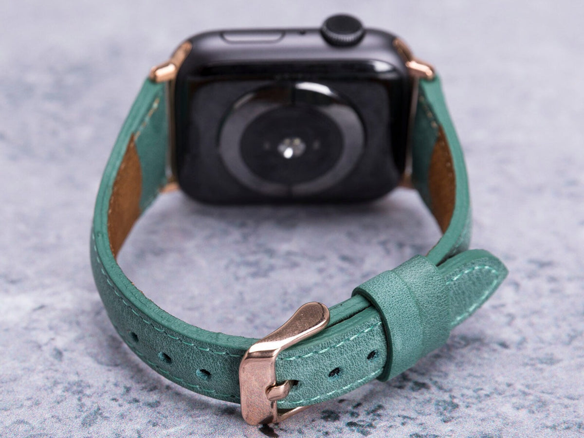 Sea Green Slim-Cut Leather Band for Apple Watch – detail 2