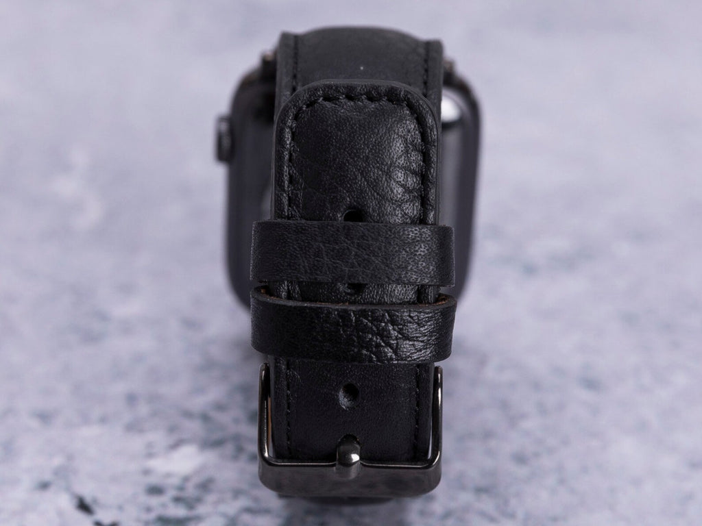 Classy Black Leather Band for Apple Watch – detail 3