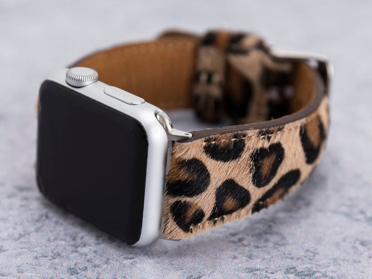 Leopard Print Leather Band for Fitbit Versa & Sense — main product photograph