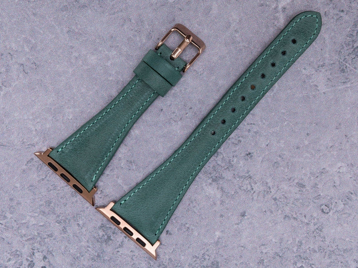 Sea Green Slim-Cut Leather Band for Apple Watch – detail 4