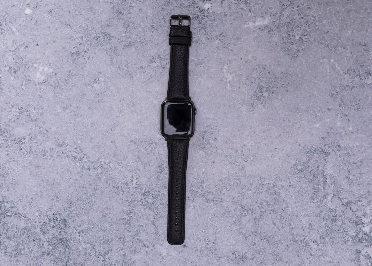 Classy Black Leather Band for Apple Watch – detail 5