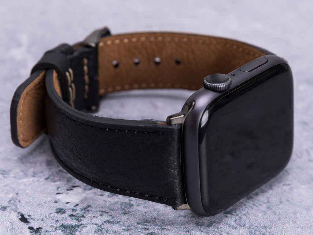Classy Black Leather Band for Apple Watch – detail 2