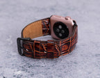 Dark Brown Crocodile-Pattern Leather Band for Apple Watch – detail 4