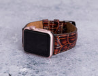 Dark Brown Crocodile-Pattern Leather Band for Apple Watch – main view