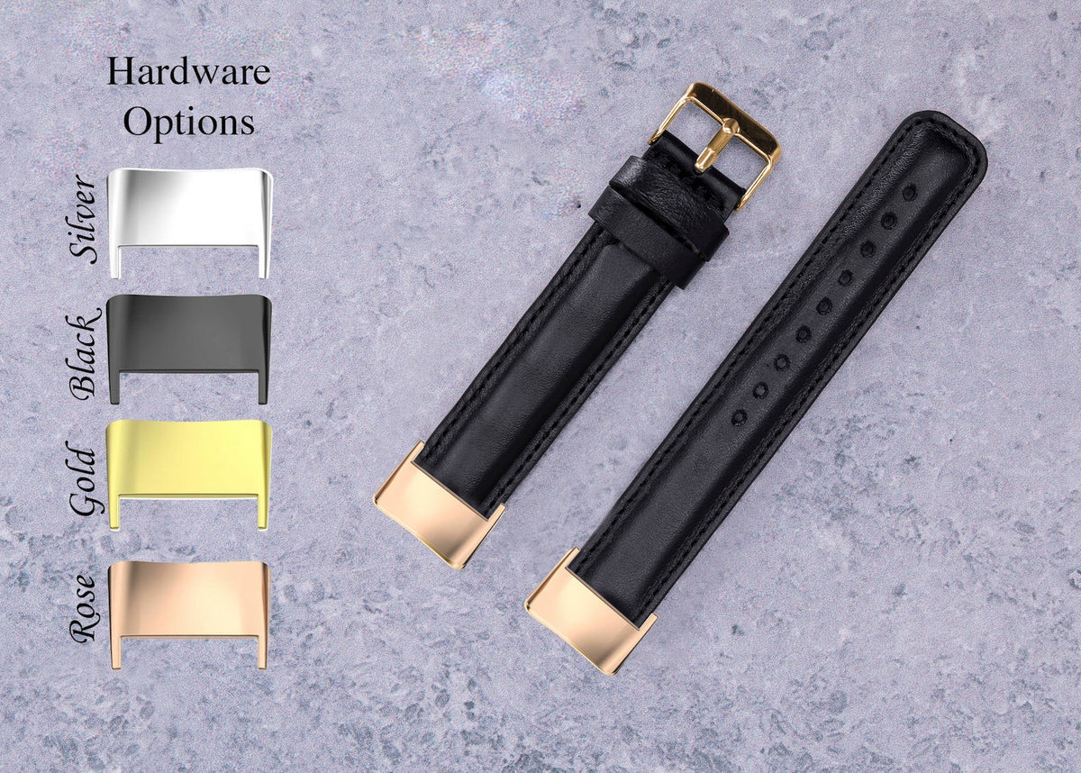 Soft Black Leather Band for Fitbit Charge — detail 2