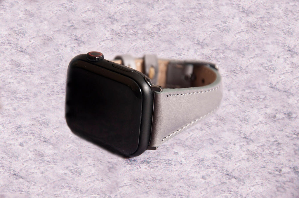 Slim Gray Leather Band for Apple Watch — main product photograph