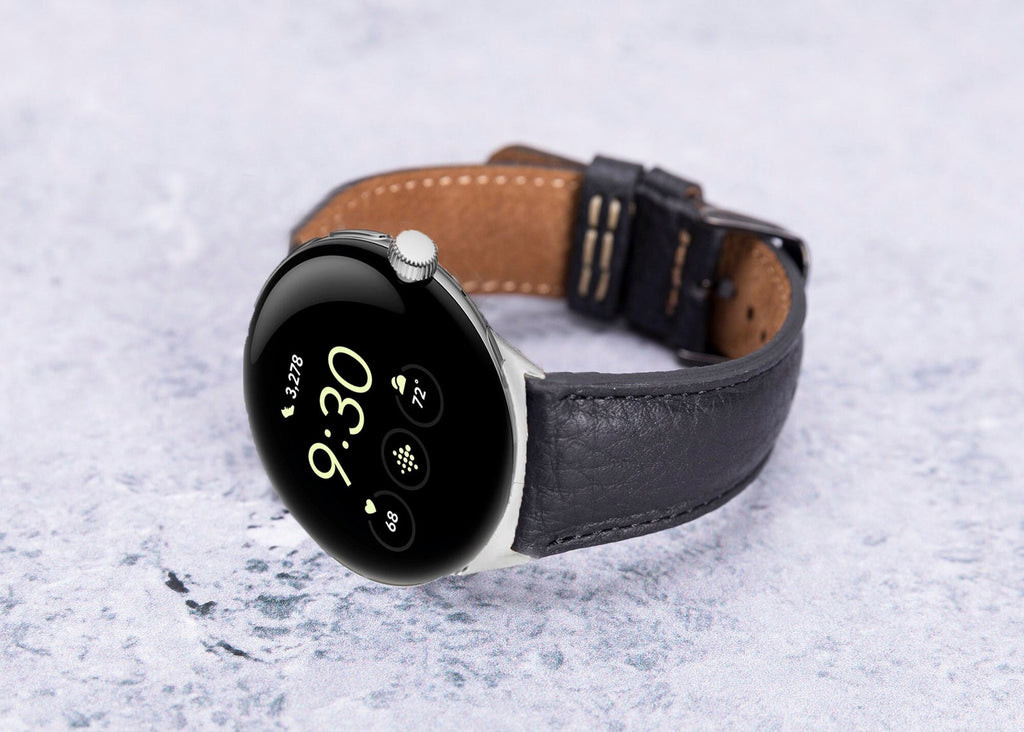 Soft Black Leather Band for Google Pixel Watch — main product photograph