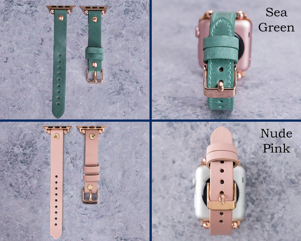 Thin Beaded Leather Band for Apple Watch — detail 2